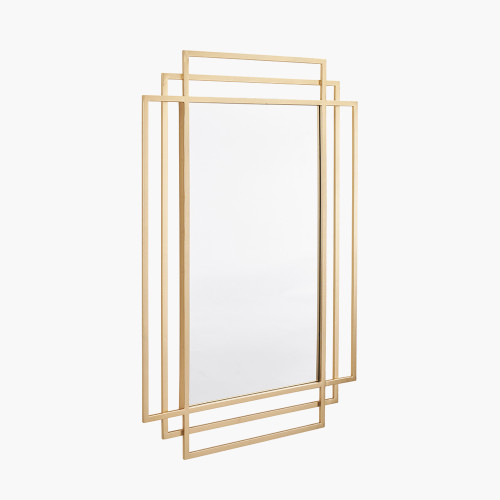 Pacific Lifestyle Gold Metal Art Deco Rectangular Wall Mirror