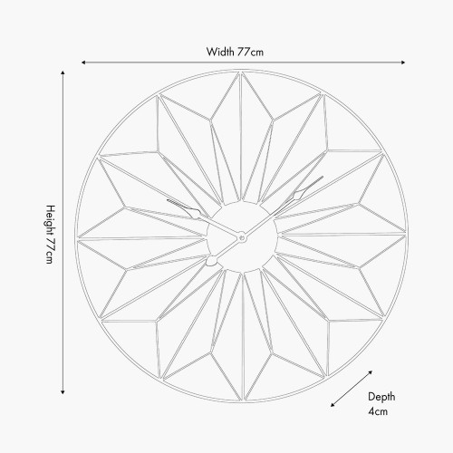 Pacific Lifestyle Gold Metal Geo Design Round Wall Clock