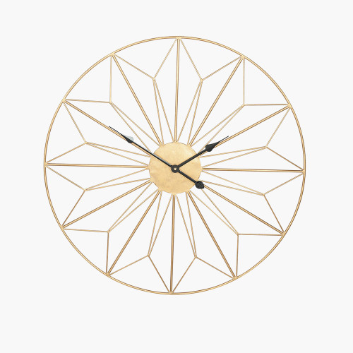pacific lifestyle Gold Metal Geo Design Round Wall Clock