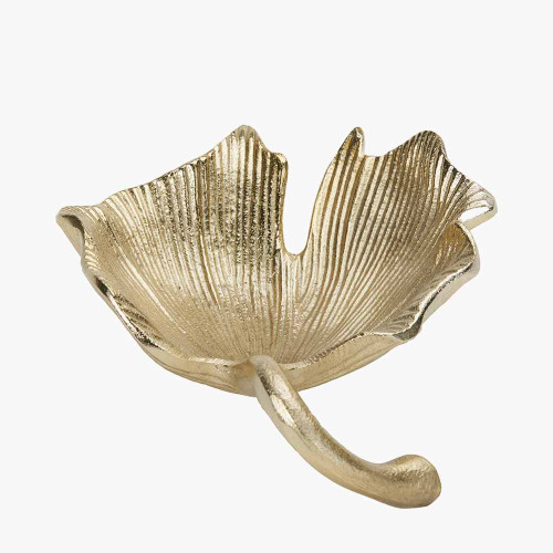 Pacific Lifestyle Gold Metal Gingko Leaf Trinket Bowl