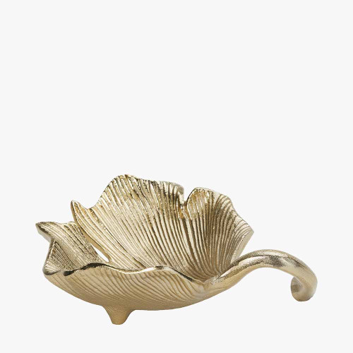 Pacific Lifestyle Gold Metal Gingko Leaf Trinket Bowl
