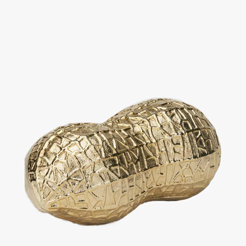 Pacific Lifestyle Gold Metal Peanut Lidded Trinket Bowl