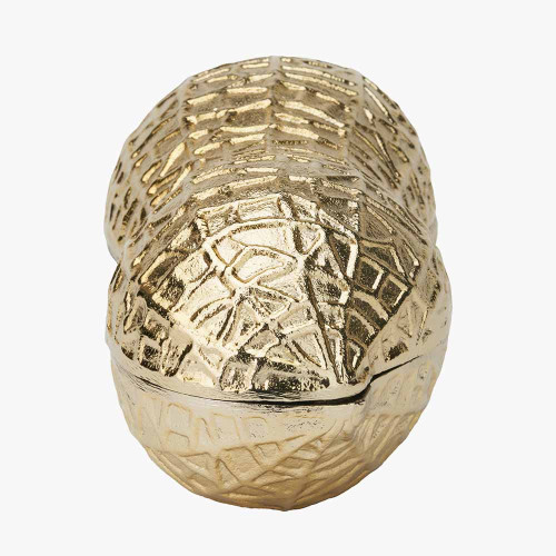 Pacific Lifestyle Gold Metal Peanut Lidded Trinket Bowl