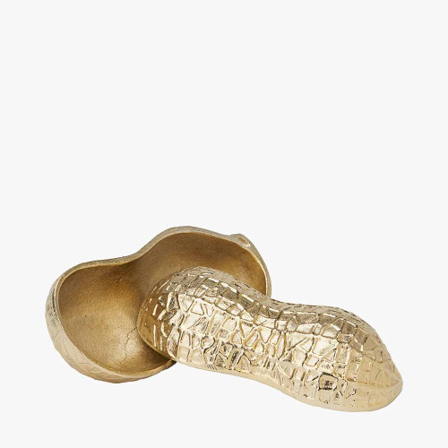 Pacific Lifestyle Gold Metal Peanut Lidded Trinket Bowl