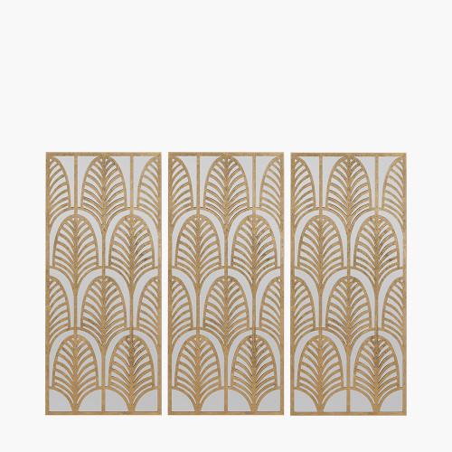 Pacific Lifestyle Gold Metal Rectangular Mirrored Wall Art