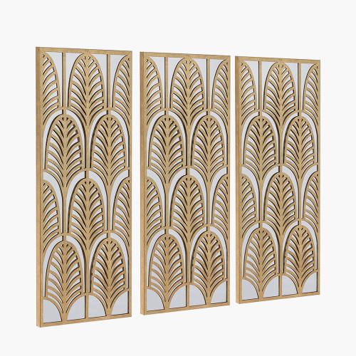 Pacific Lifestyle Gold Metal Rectangular Mirrored Wall Art