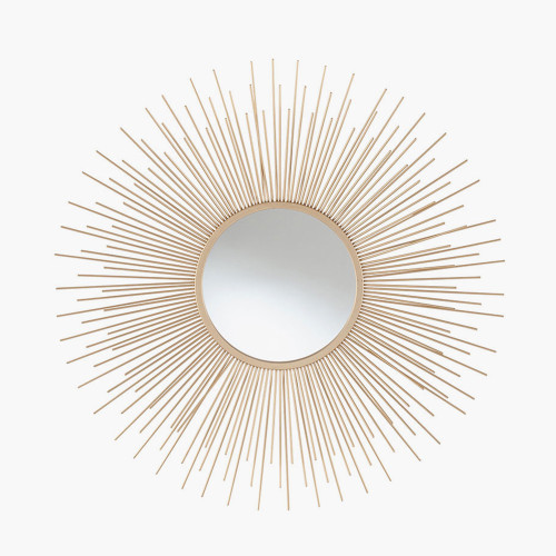pacific lifestyle Gold Metal Starburst Design Round Wall Mirror