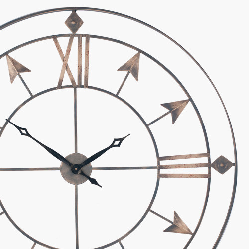 Pacific Lifestyle Graphite And Gold Metal Round Wall Clock Large