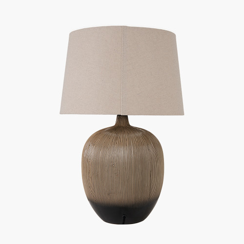 Pacific Lifestyle Greta Brown And Black Textured Ceramic Table Lamp