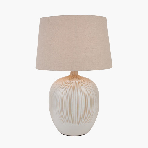 Pacific Lifestyle Greta Natural And Cream Textured Ceramic Table Lamp
