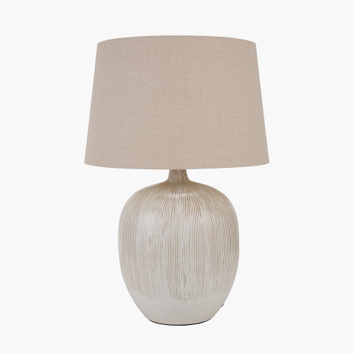 Pacific Lifestyle Greta Natural And Cream Textured Ceramic Table Lamp