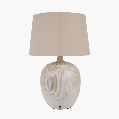 Pacific Lifestyle Greta Natural And Cream Textured Ceramic Table Lamp