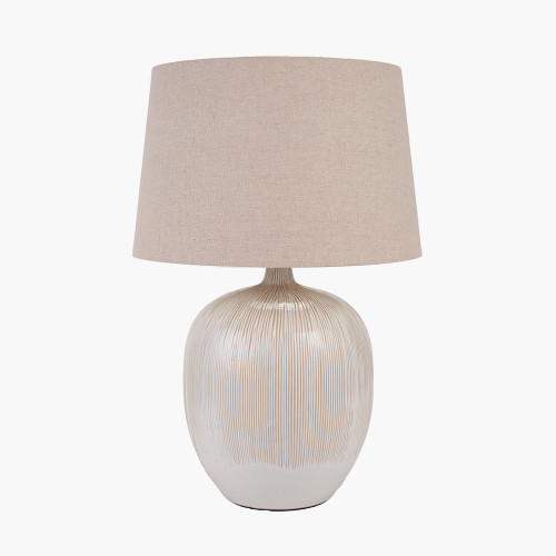 pacific lifestyle Greta Natural and Cream Textured Ceramic Table Lamp