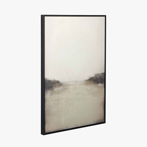 Pacific Lifestyle Grey And White Abstract Canvas With Black Frame