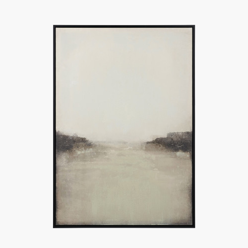 pacific lifestyle Grey and White Abstract Canvas with Black Frame