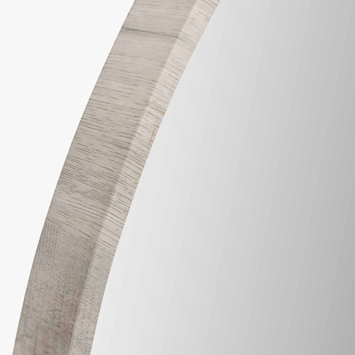 Pacific Lifestyle Grey Oak Wood Veener Slim Frame Round Mirror Large