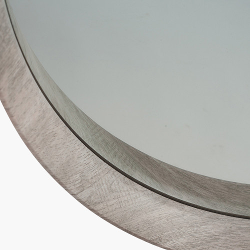 Pacific Lifestyle Grey Oak Wood Veneer Deep Edge Round Wall Mirror Large