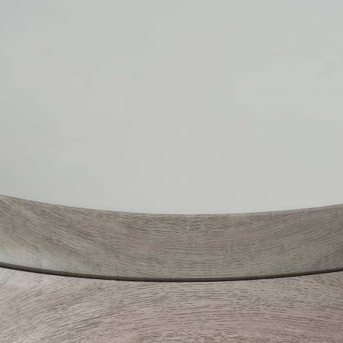 Pacific Lifestyle Grey Oak Wood Veneer Deep Edge Round Wall Mirror Large
