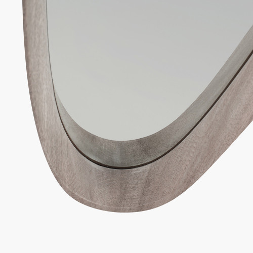 Pacific Lifestyle Grey Oak Wood Veneer Teardrop Shaped Wall Mirror