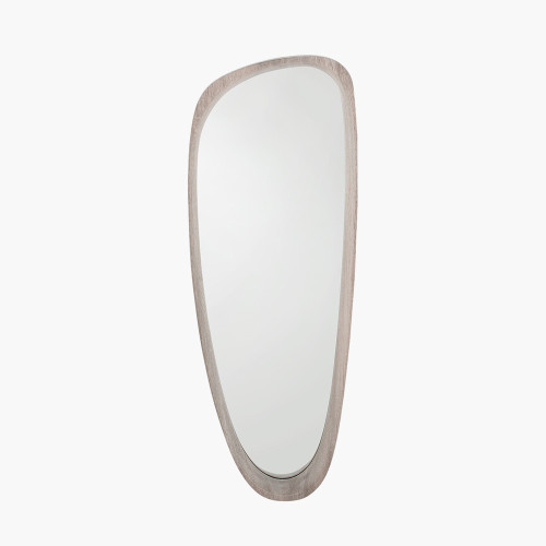 pacific lifestyle Grey Oak Wood Veneer Teardrop Shaped Wall Mirror