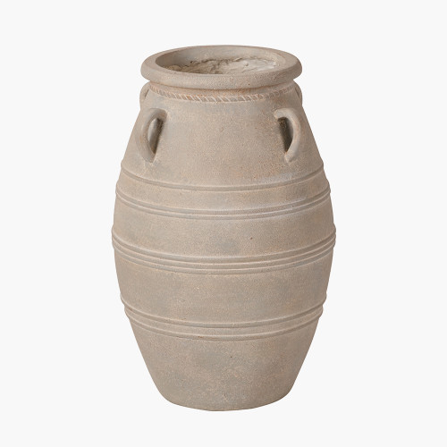 Pacific Lifestyle Grey Wash Fibrestone Decorative Vase With Handles