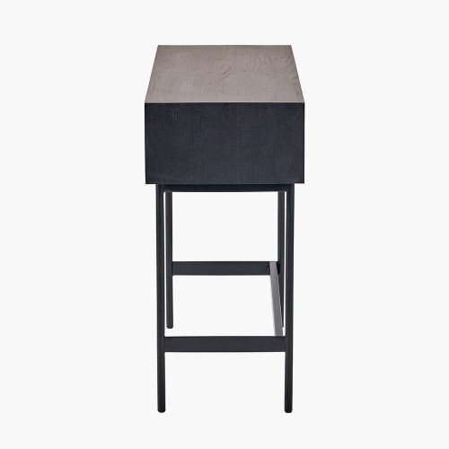 Pacific Lifestyle Hailee Black And Natural Chevron Oak And Pine Wood 2 Drawer Console Table