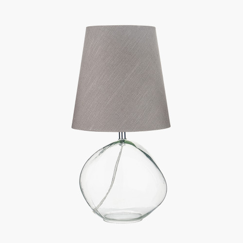 Pacific Lifestyle Hallie Clear Glass And Grey Shade Table Lamp
