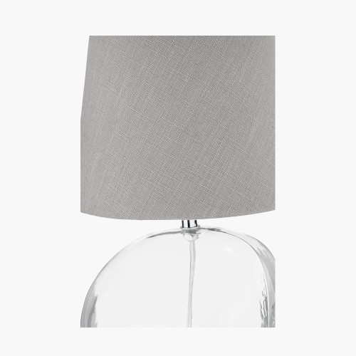 Pacific Lifestyle Hallie Clear Glass And Grey Shade Table Lamp