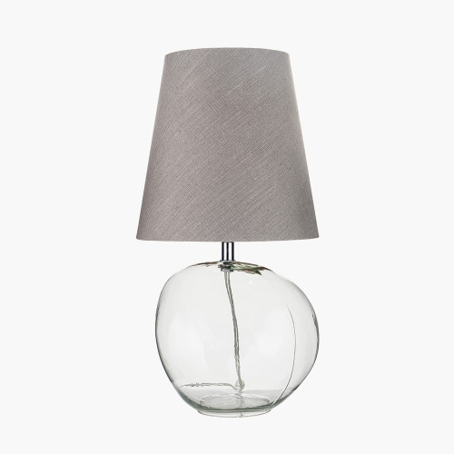 pacific lifestyle Hallie Clear Glass and Grey Shade Table Lamp