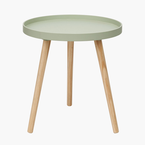 pacific lifestyle Halston Sage Green Wood Veneer and Natural Pine Wood Side Table