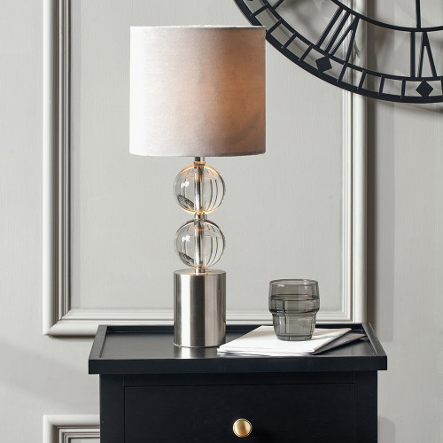 Pacific Lifestyle Harris Brushed Silver And Clear Glass Table Lamp