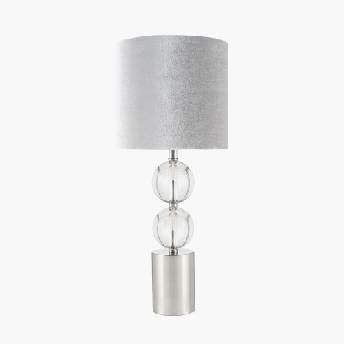 pacific lifestyle Harris Brushed Silver and Clear Glass Table Lamp