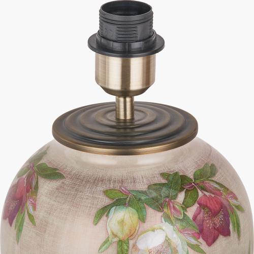 Pacific Lifestyle Hellebore Medium Glass Table Lamp Base With Lino 35cm White Self Lined Linen Cylinder Lampshade