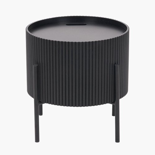 Pacific Lifestyle Henderson Black Wood And Black Metal Storage Side Table