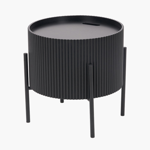 Pacific Lifestyle Henderson Black Wood And Black Metal Storage Side Table