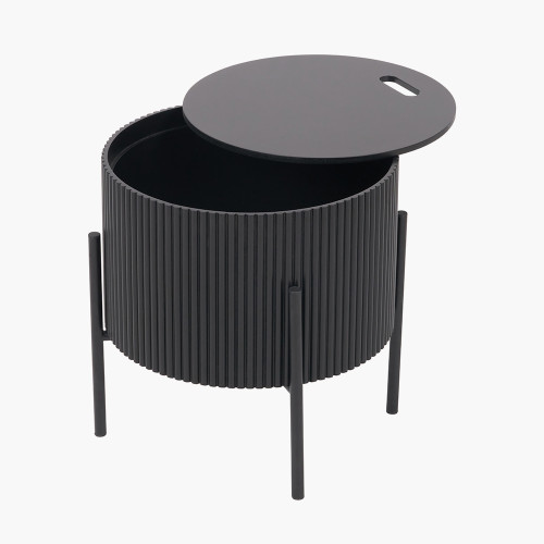 Pacific Lifestyle Henderson Black Wood And Black Metal Storage Side Table