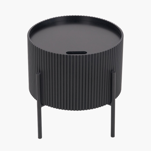 pacific lifestyle Henderson Black Wood and Black Metal Storage Side Table