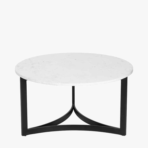 Pacific Lifestyle Hendrick White Marble And Black Metal Coffee Table