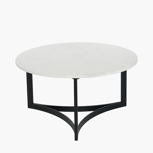 pacific lifestyle Hendrick White Marble and Black Metal Coffee Table