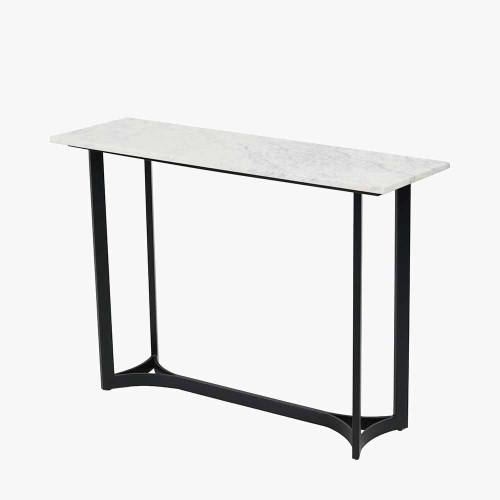 Pacific Lifestyle Hendrick White Marble And Black Metal Console Table