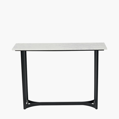 pacific lifestyle Hendrick White Marble and Black Metal Console Table