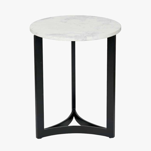Pacific Lifestyle Hendrick White Marble And Black Metal Side Table