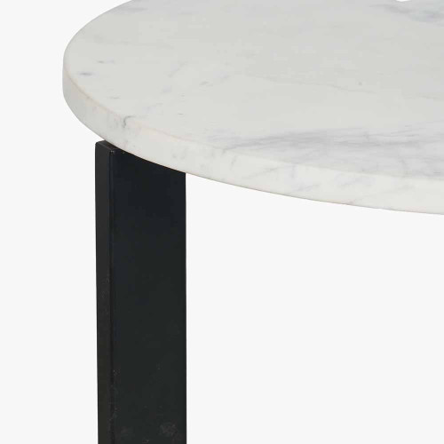 Pacific Lifestyle Hendrick White Marble And Black Metal Side Table