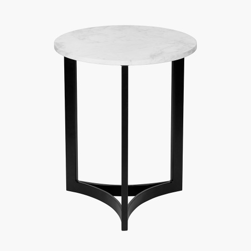 pacific lifestyle Hendrick White Marble and Black Metal Side Table