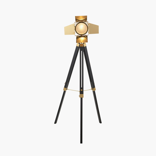 Pacific Lifestyle Hereford Gold And Black Tripod Floor Lamp