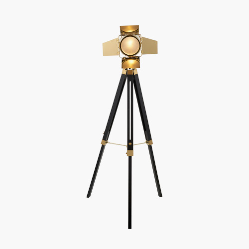 pacific lifestyle Hereford Gold and Black Tripod Floor Lamp