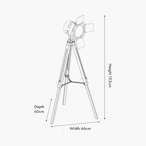 Pacific Lifestyle Hereford Grey Wood And Silver Metal Film Tripod Floor Lamp
