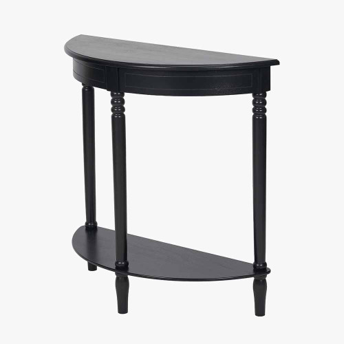 Pacific Lifestyle Heritage Black Pine Wood Half Moon Console Table
