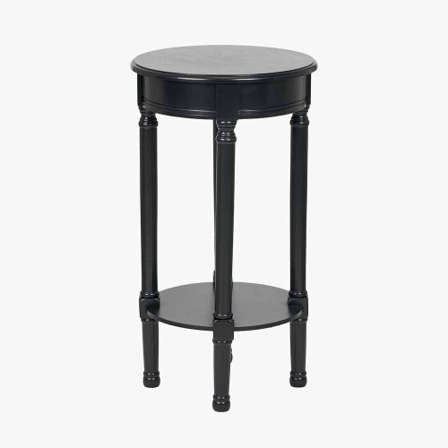 Pacific Lifestyle Heritage Black Pine Wood Round Accent Table