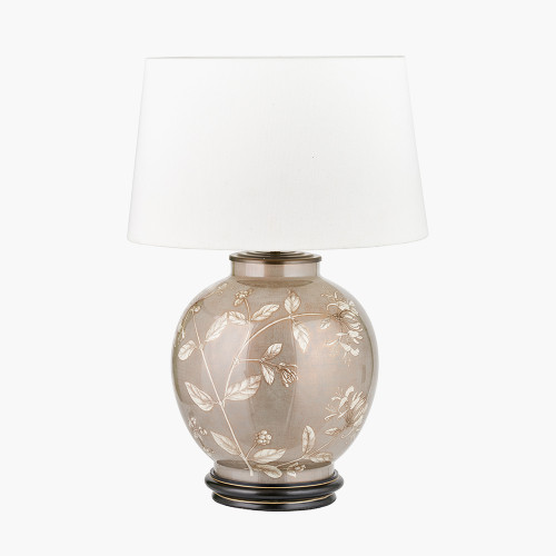 pacific lifestyle Honeysuckle Large Glass Table Lamp Base with Winston 40cm White Handloom Tapered Lampshade